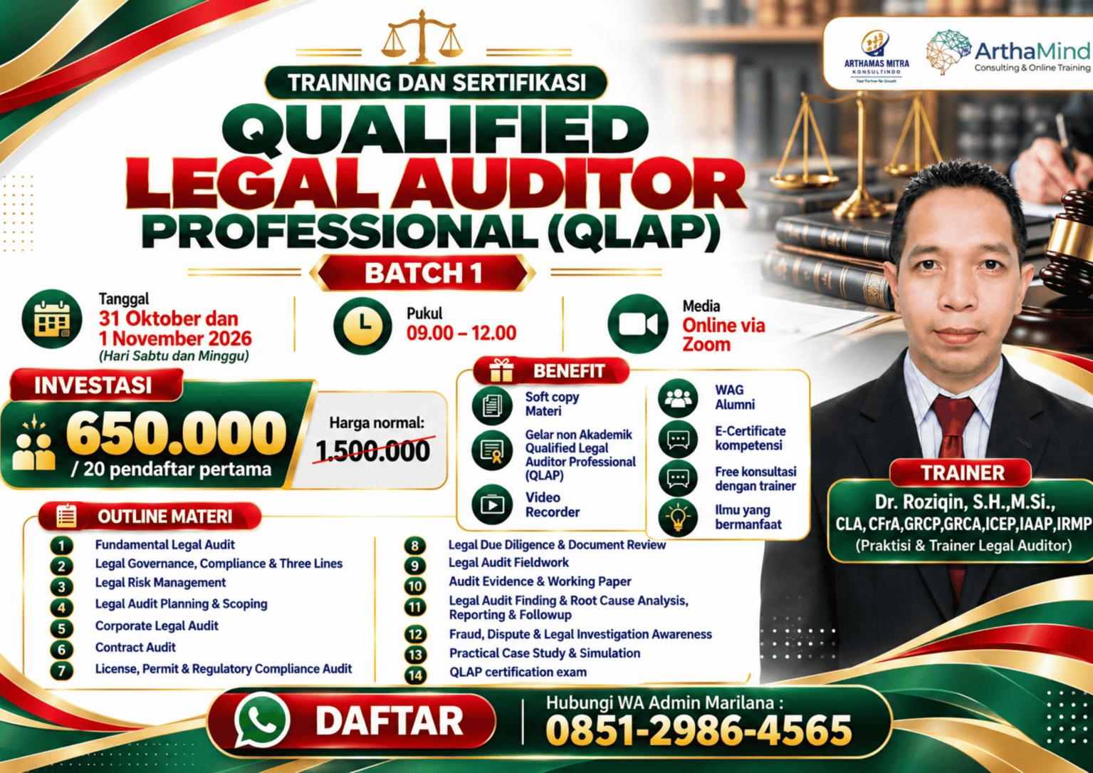 QLAP-0001 TRAINING & CERTIFICATION QUALIFIED LEGAL AUDITOR (QLAP) BATCH 1